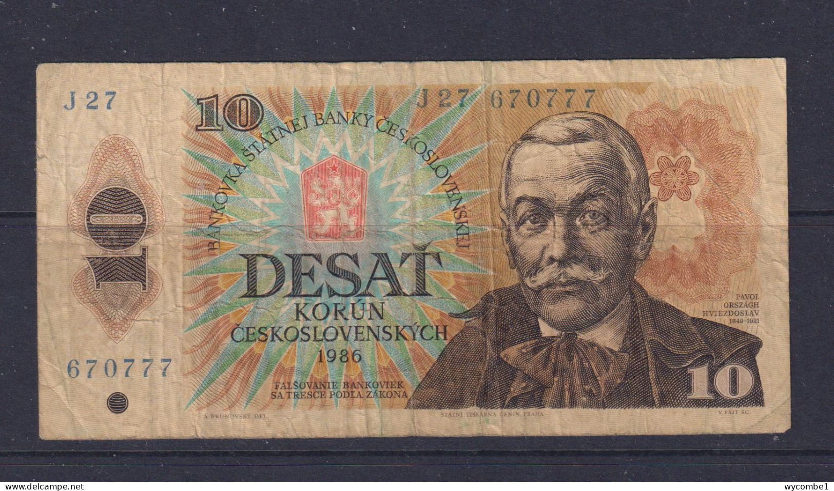 CZECHOSLOVAKIA - 1986 10 Korun Circulated Banknote - Tsjechoslowakije