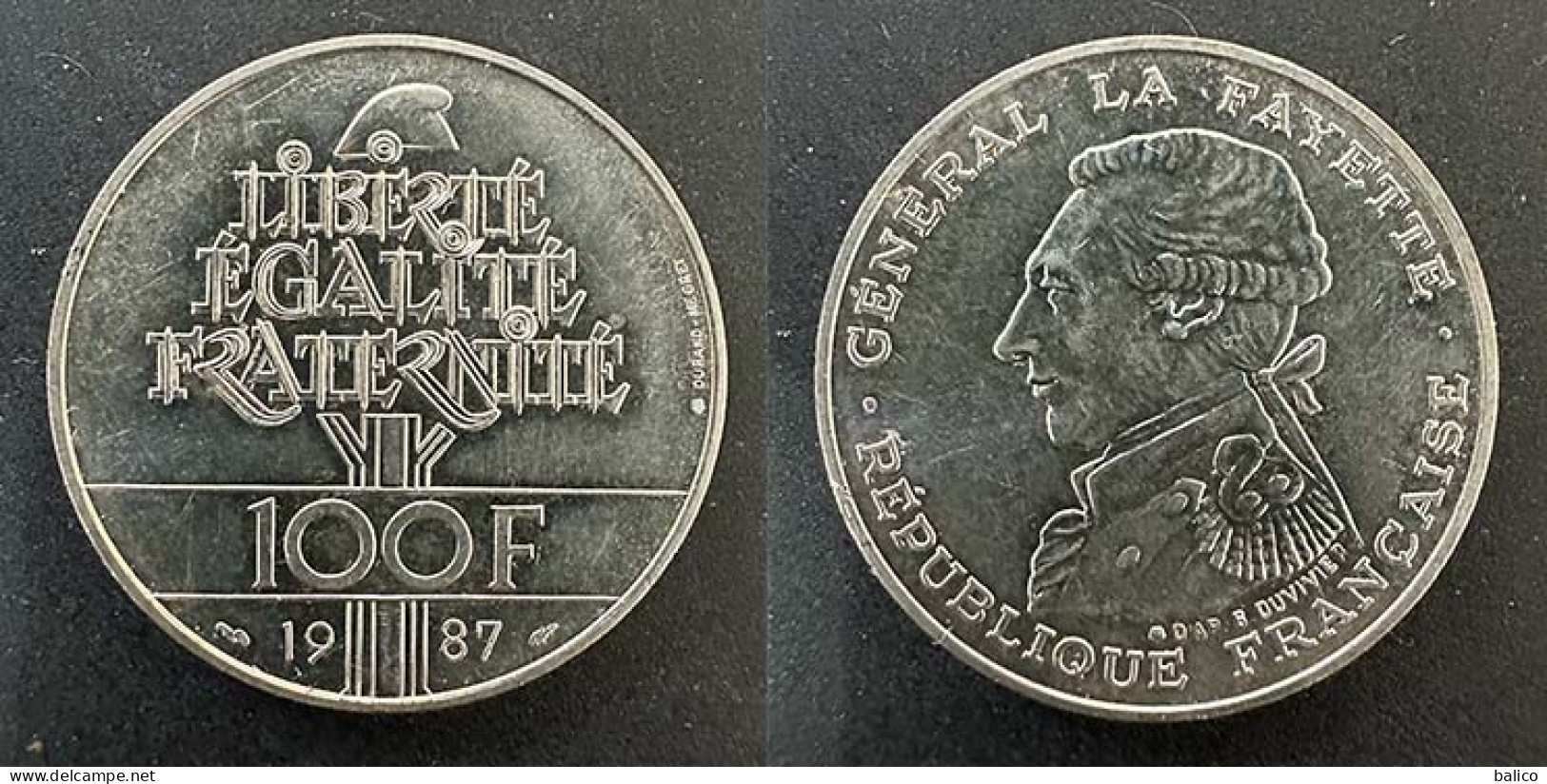 1 Pièces De 100 Francs En Argent - Général LA FAYETTE 1987   TTB    Réf, 06 - 100 Francs