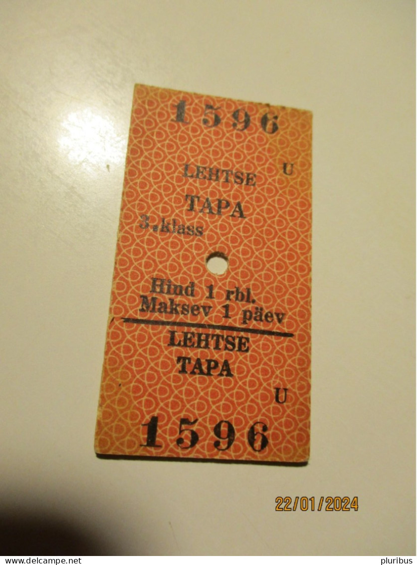 ESTONIA  USSR RUSSIA 1940s RAILWAY TICKET 1 Rouble LEHTSE TAPA  ,0 - Sonstige & Ohne Zuordnung