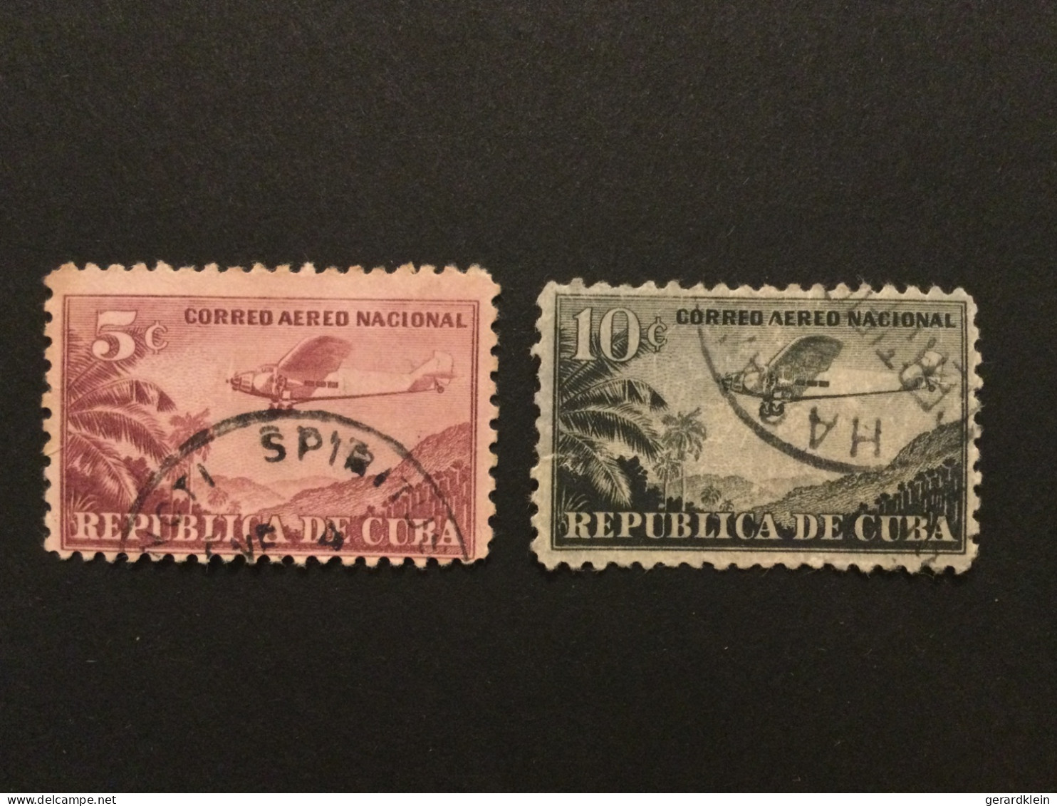 Timbres Cuba 1931 - Aéro National - Aéro  International - Usati