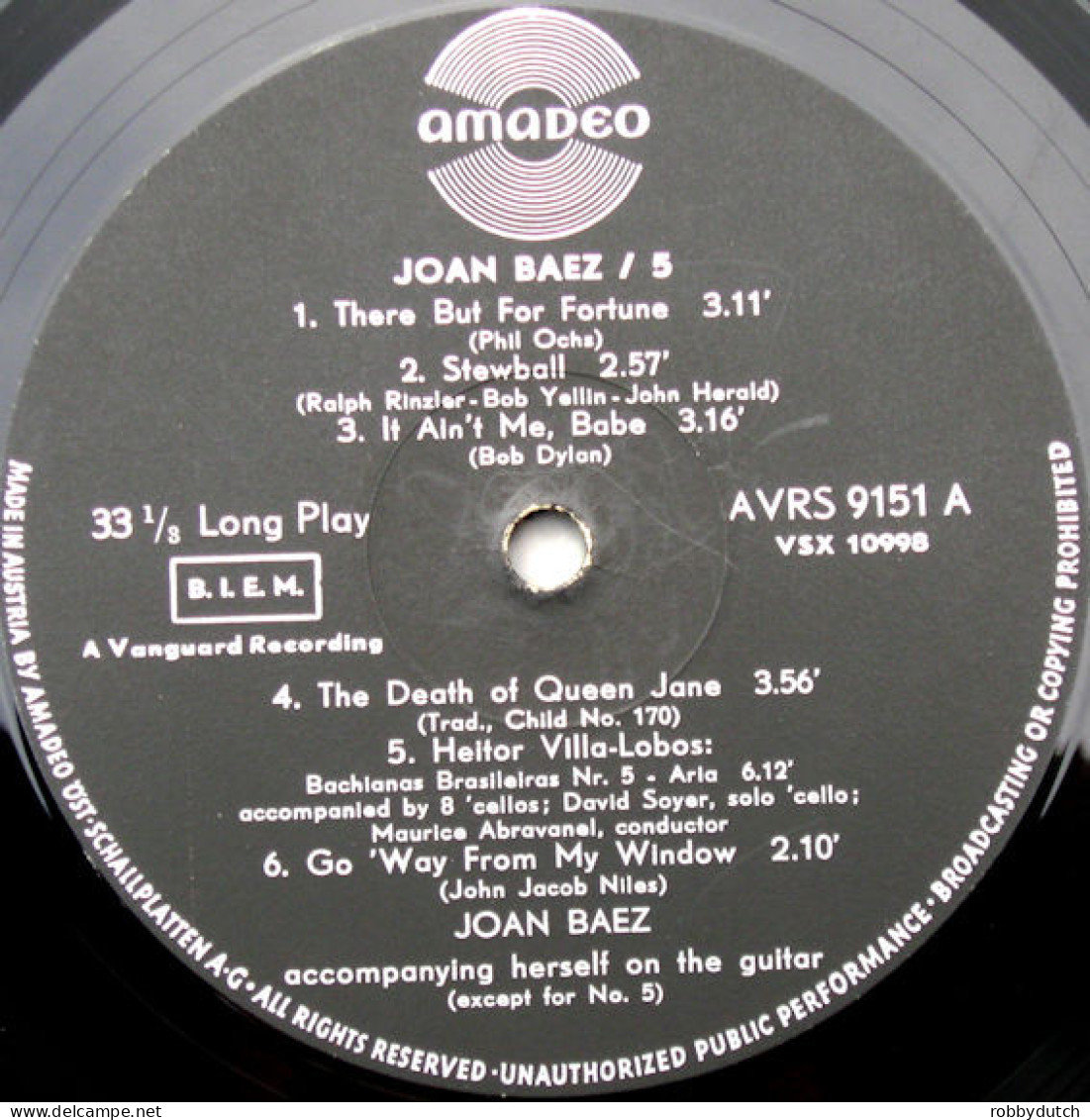 * LP *  JOAN BAEZ / 5 (Austria 1964) - Country Y Folk