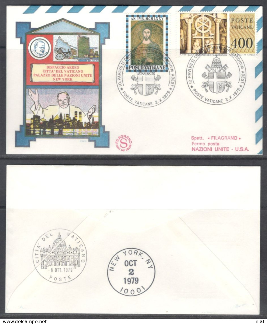 Vatican City.   The Visit Of Pope John Paul II To New York, USA.  Special Cancellation On Special Souvenir Cover. - Lettres & Documents