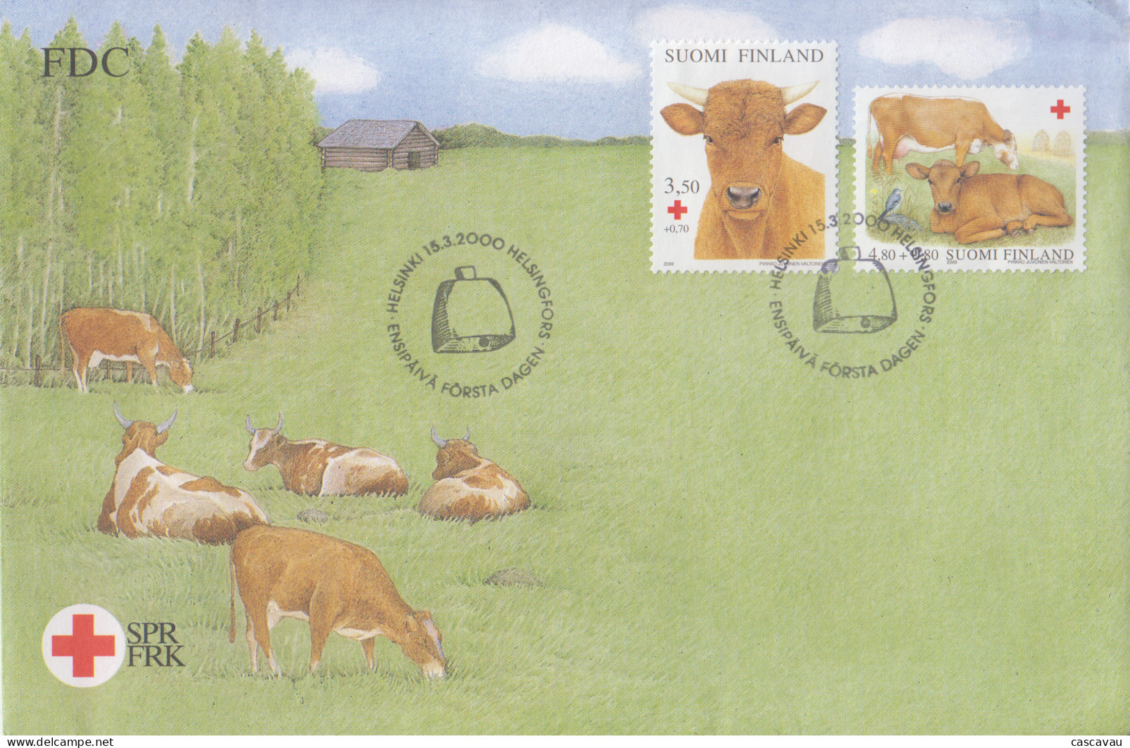 Enveloppe  FDC  1er  Jour   FINLANDE   Bovins   CROIX  ROUGE   2000 - FDC