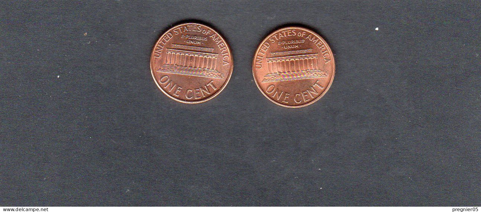 USA - Lot 2 Pièces 1 Cent Lincoln Memorial Penny 1993/93D SPL/AU  KM.201a - 1959-…: Lincoln, Memorial Reverse