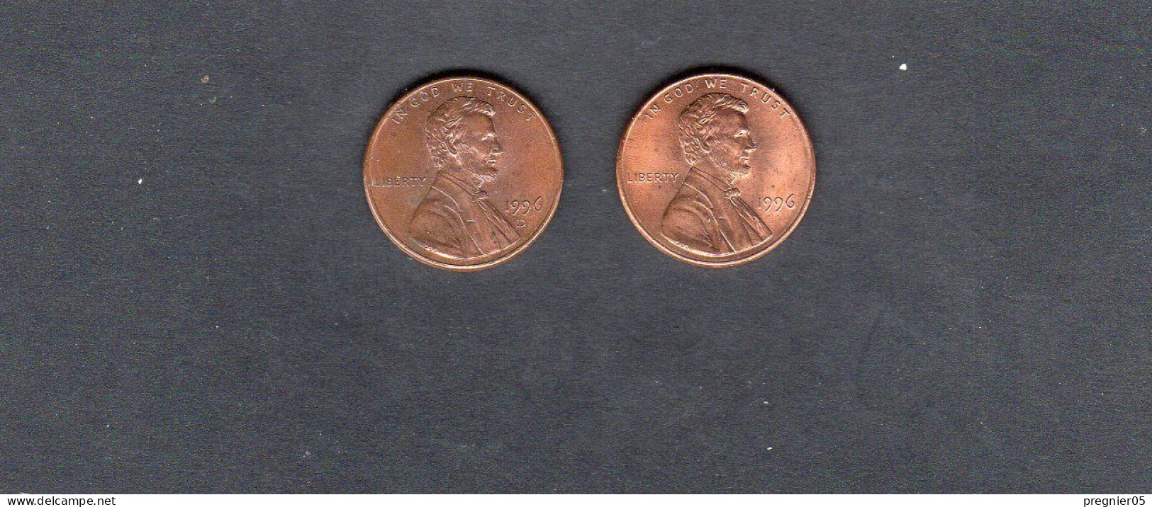 USA - Lot 2 Pièces 1 Cent Lincoln Memorial Penny 1996/96D TTB/VF  KM.201a - 1959-…: Lincoln, Memorial Reverse