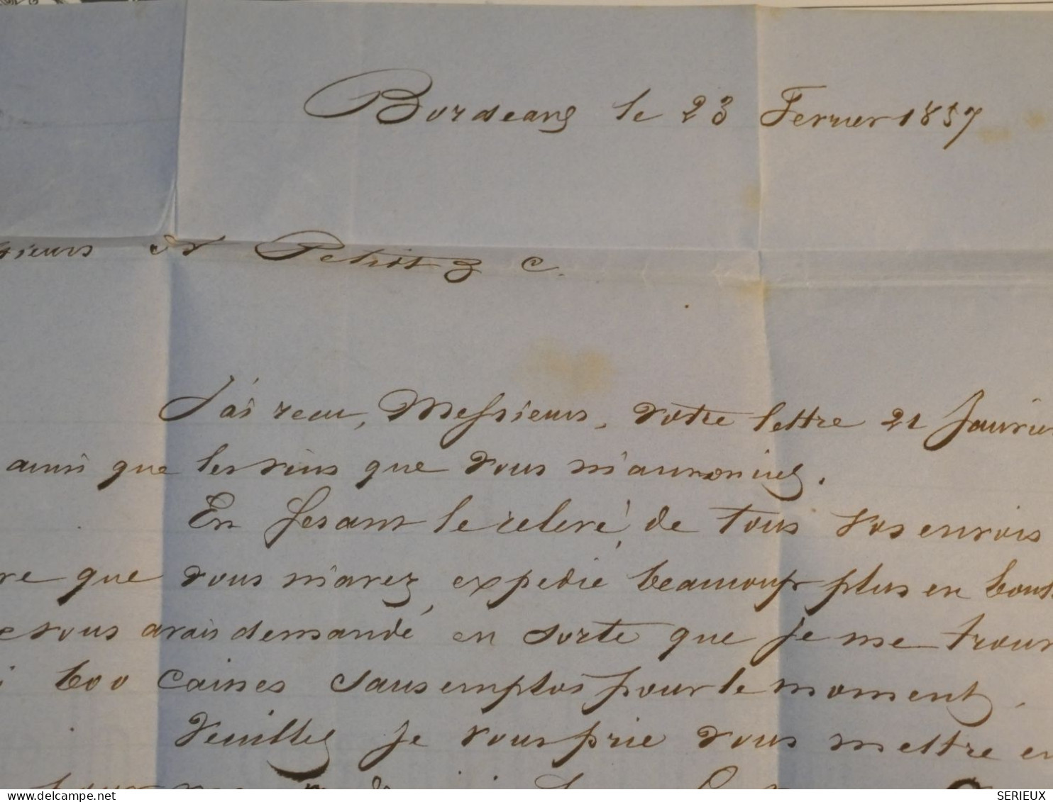 DH10 FRANCE BELLE LETTRE 1857 BORDEAUX   A CHALON    +   N° 14 BORD  ++ AFF. INTERESSANT++ - 1853-1860 Napoléon III.