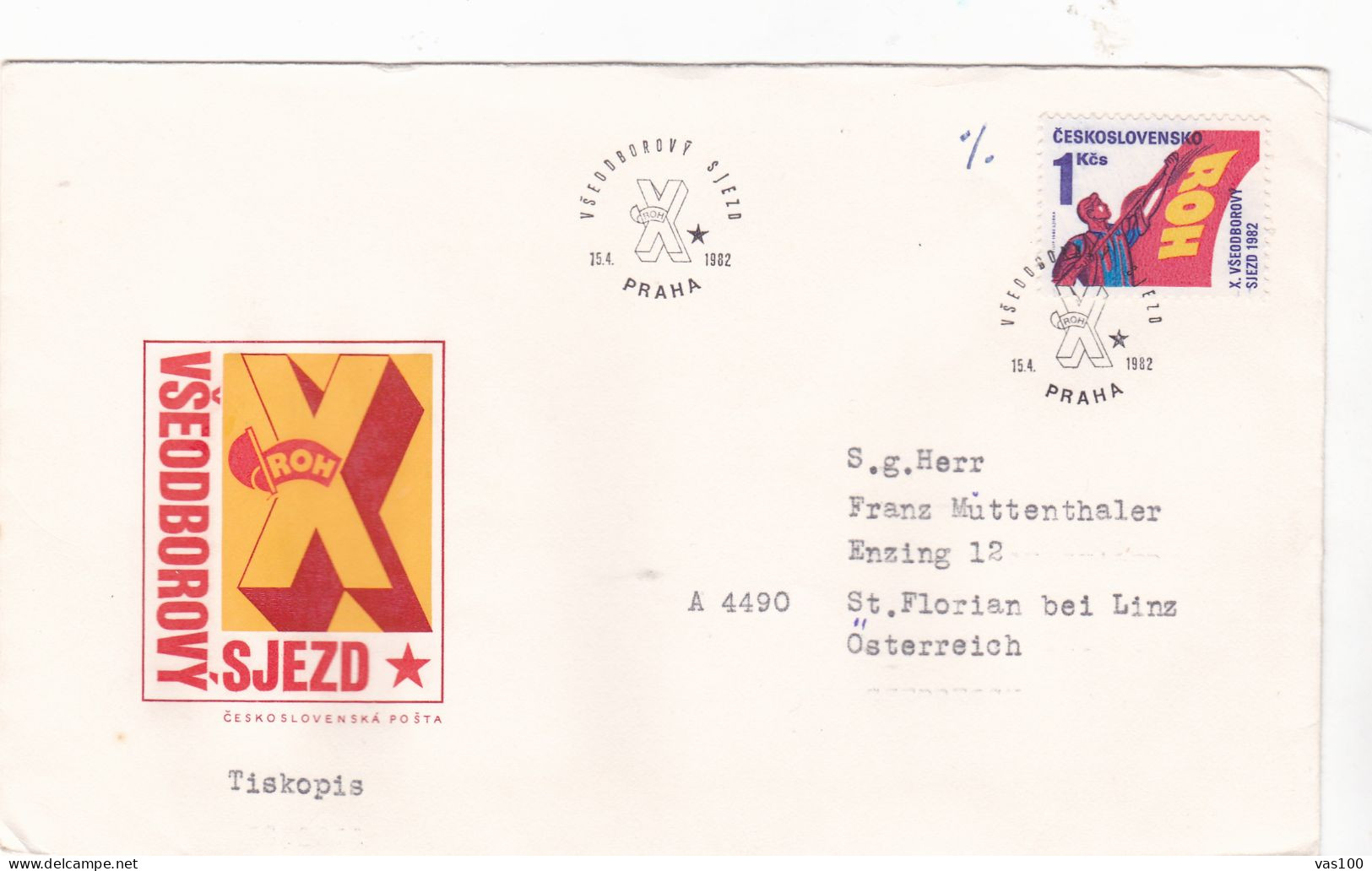 PARTY ANNIVERSARY  1982 COVERS    FDC CIRCULATED Tchécoslovaquie