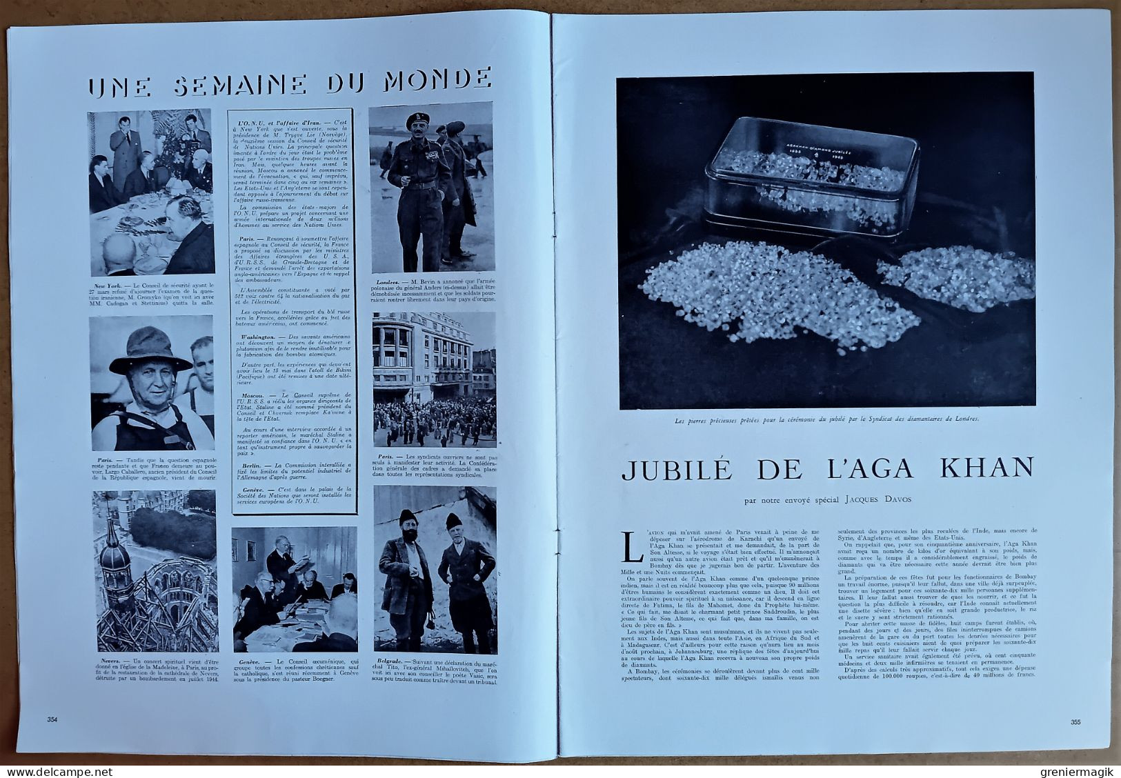 France Illustration N°27 06/04/1946 Jubilé De L'Aga Khan/Norvège/Vol à Voile Marcelle Choisnet/Procès Nuremberg/Sarre - Allgemeine Literatur