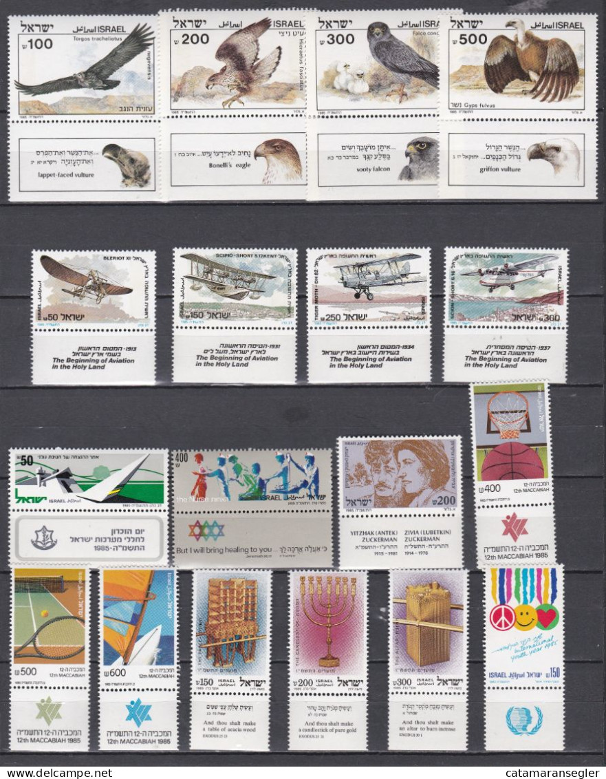 Israel 1985  MNH Tabs & Sheets Complete Year Set Without Nr. 1007,  See Pictures. - Komplette Jahrgänge