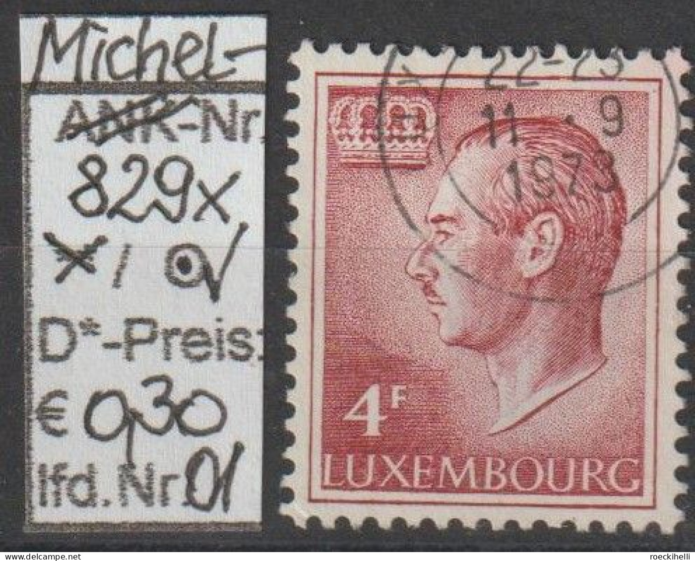 1971 - LUXEMBURG - FM/DM  "Großherzog Jean" 4 Fr Mehrf.  - O Gestempelt - S.Scan (Lux 829xo 01-07) - Gebraucht