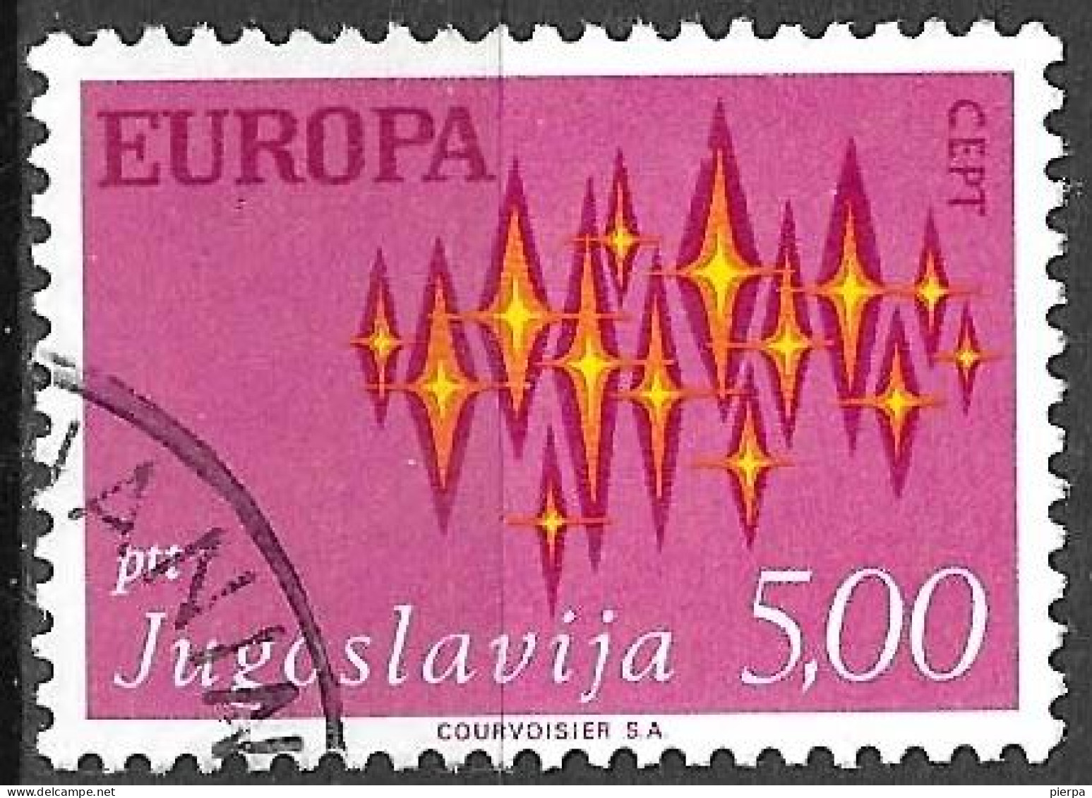 JUGOSLAVIA -1972 - EUROPA  D 5,00 - USATO ( YVERT 1344 - MICHEL 1458) - Oblitérés