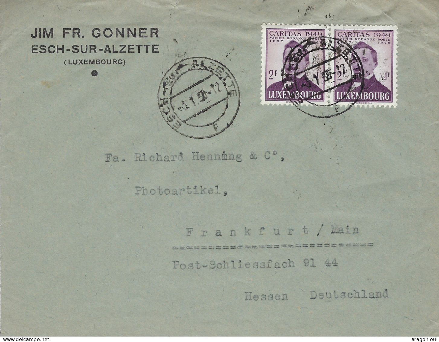 Luxembourg - Luxemburg - Lettre Recommandé 1949  An Fa. Richard Henning , Frankfurt - Cartas & Documentos