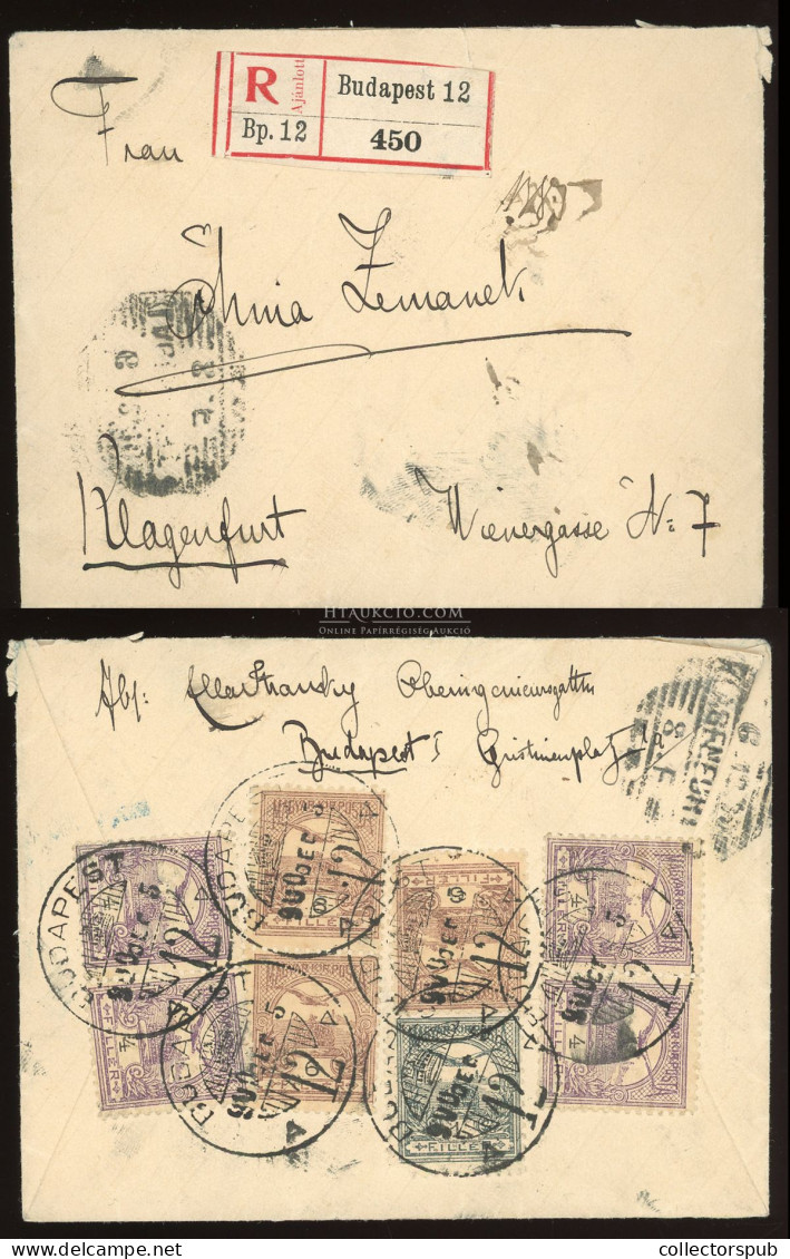 BUDAPEST 1900. Ajánlott Levél Nyolcbélyeges Bérmentesítéssel Klagenfurtba - Lettres & Documents