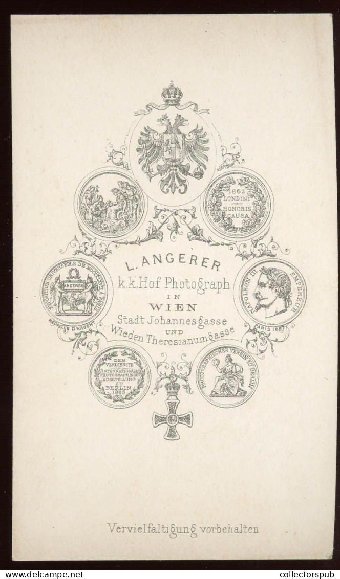 WIEN 1865-70. L.Angerer : Férfi, Visit Fotó - Alte (vor 1900)