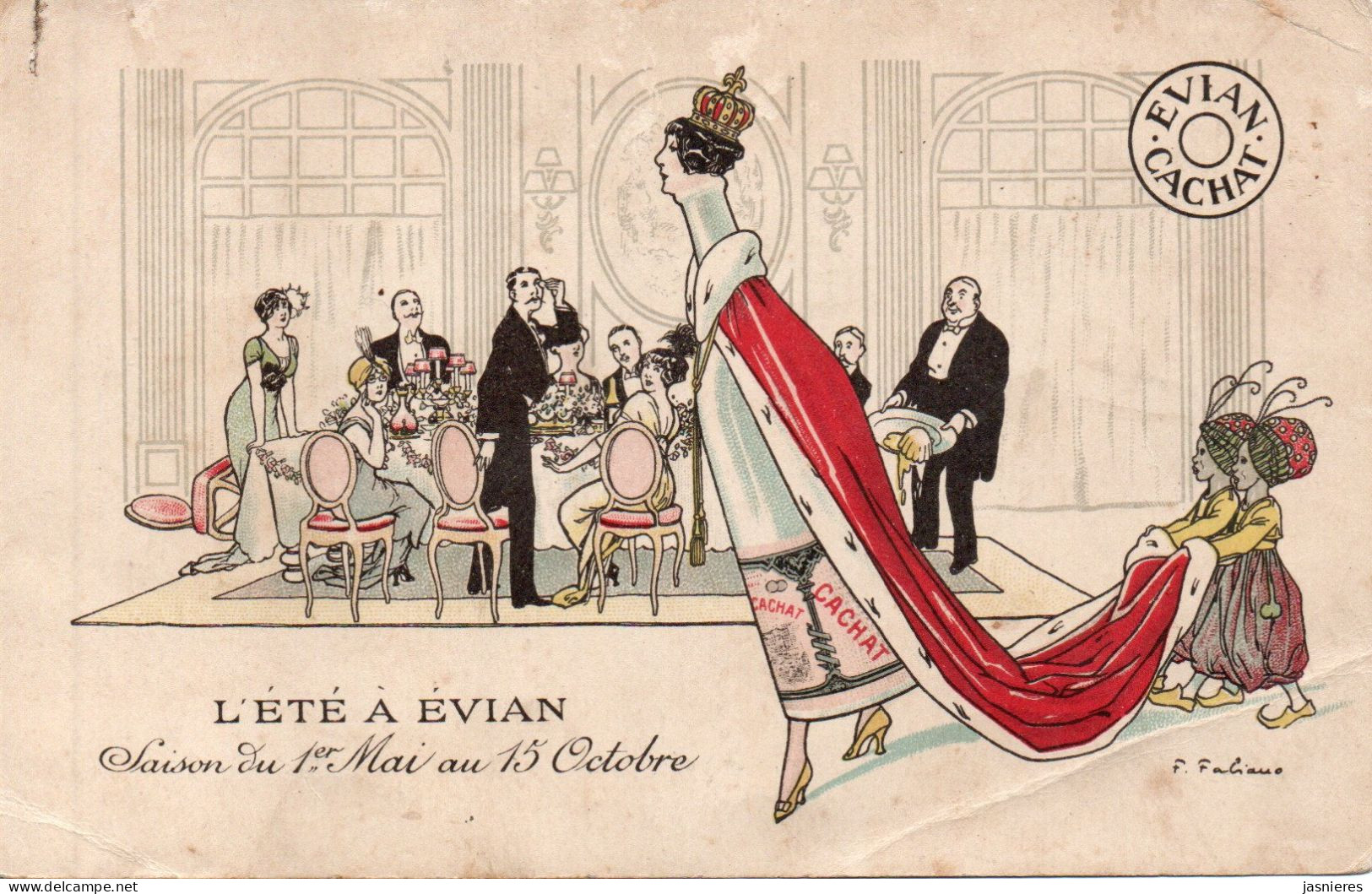 Cpa FABIANO - Carte Publicitaire - L' Eté à EVIAN - Fabiano