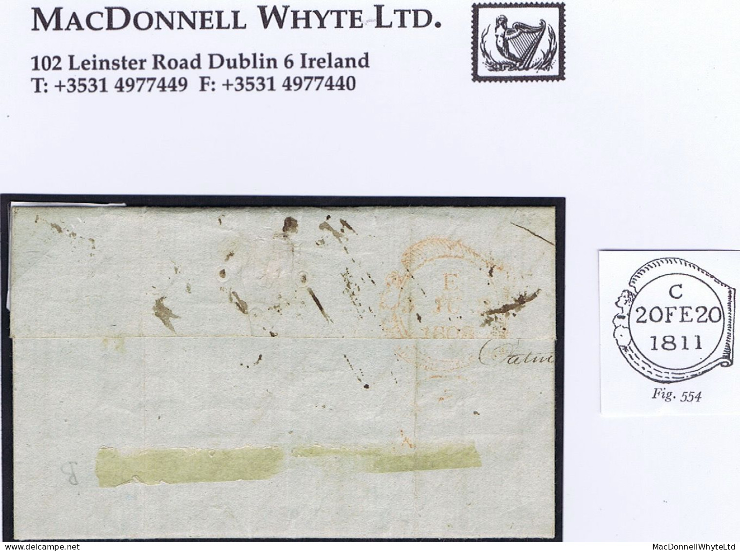 Ireland Galway 1808 Letter To Scotland With Linear GALWAY And Orange Dublin "Mermaid" F/3 JU 3/1808, Rated 2/1d - Prephilately