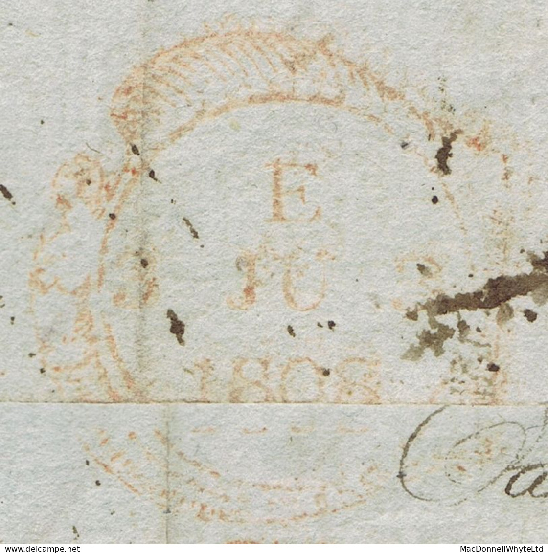 Ireland Galway 1808 Letter To Scotland With Linear GALWAY And Orange Dublin "Mermaid" F/3 JU 3/1808, Rated 2/1d - Prephilately