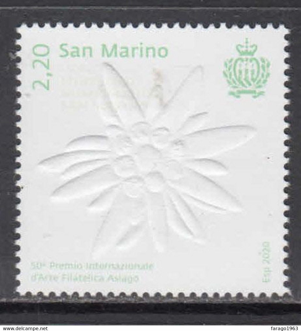 2020 San Marino Asiago Philatelic Art Prize Flowers Embossed Complete Set Of 1  MNH @ BELOW FACE VALUE - Ungebraucht