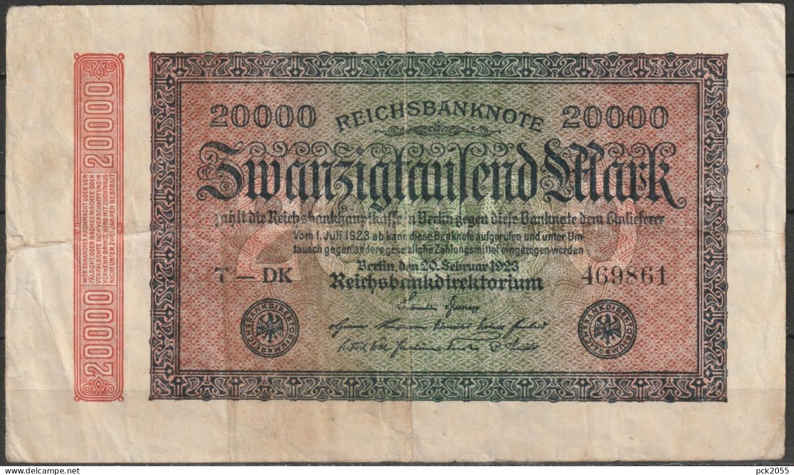 DR.20000 Mark Reichsbanknote 20.2.1923 Ros.Nr.84b, P85 ( D 6468 ) - 20.000 Mark