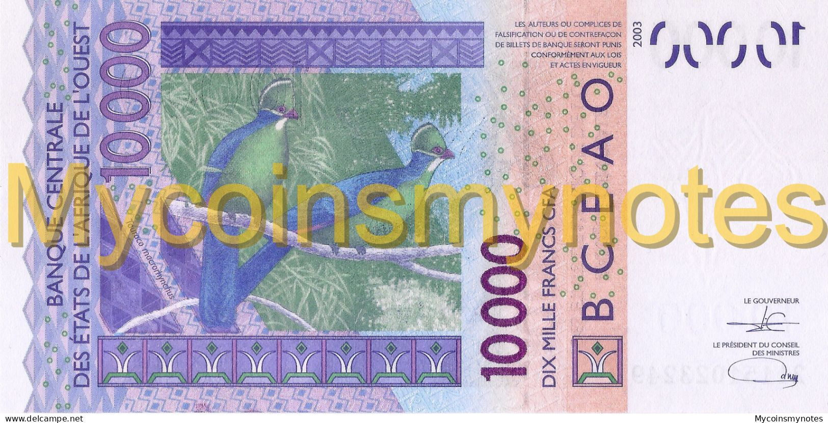 WEST AFRICAN STATES, BURKINA FASO, 10000, 2021, Code C, (Not Yet In Catalog), New Signature, UNC - États D'Afrique De L'Ouest