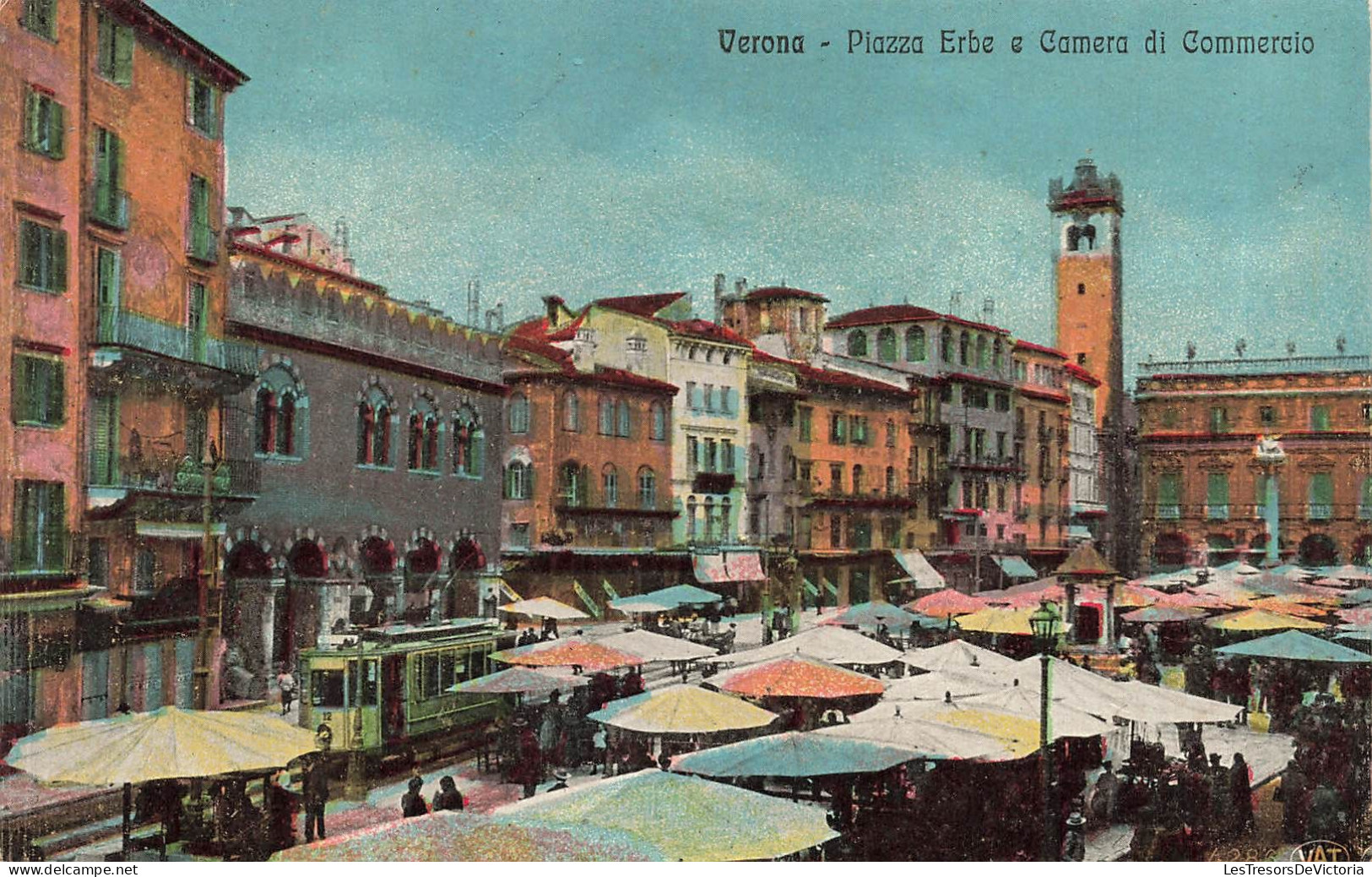 ITALIE - Verona - Piazza Erbe E Camera Di Commercio - Colorisé - Animé - Carte Postale Ancienne - Verona