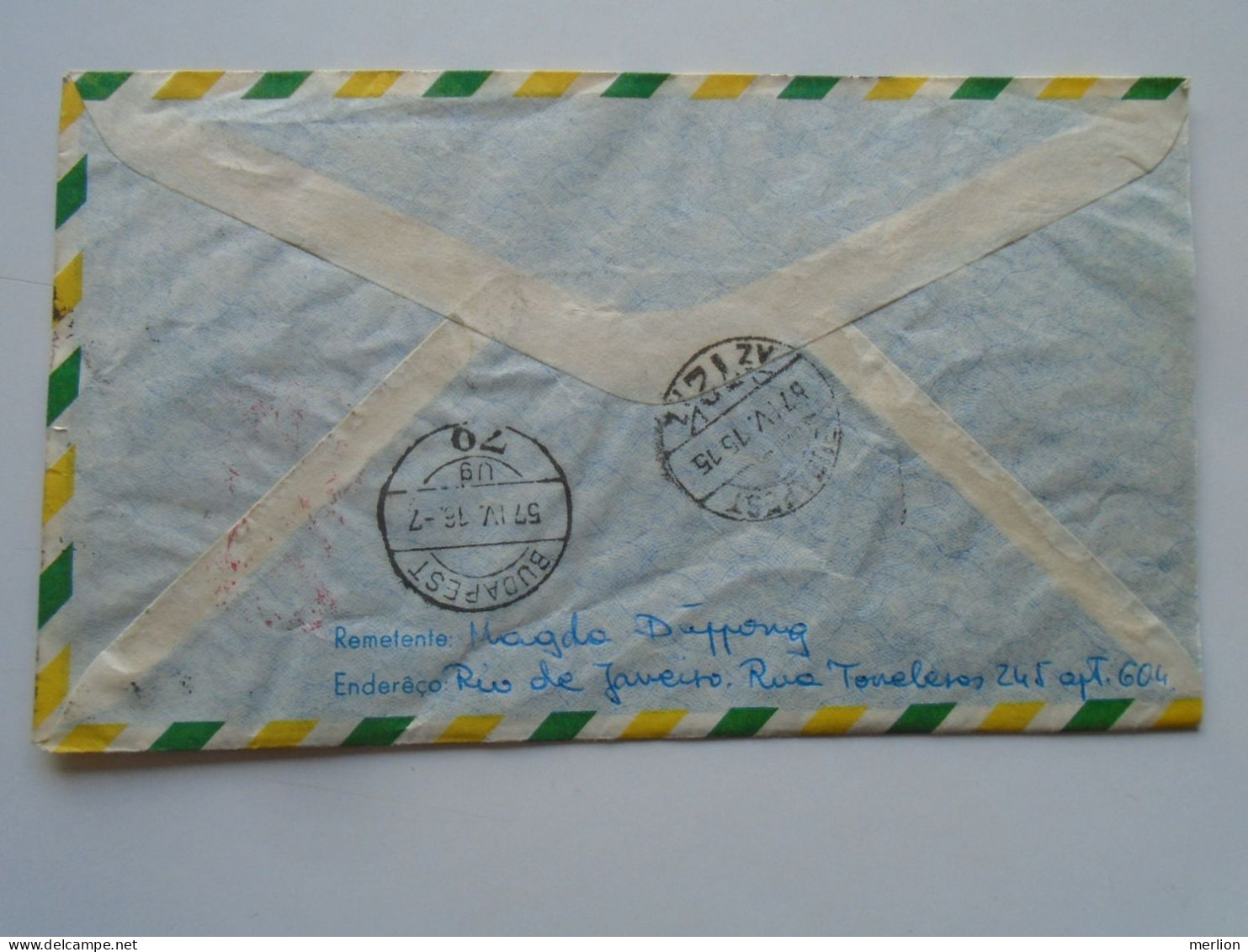 D200596 Brasil Brazil Registered Cover 1957 Rio De Janeiro  Magda Düppong-sent To Hungary  Dánér Károly - Brieven En Documenten