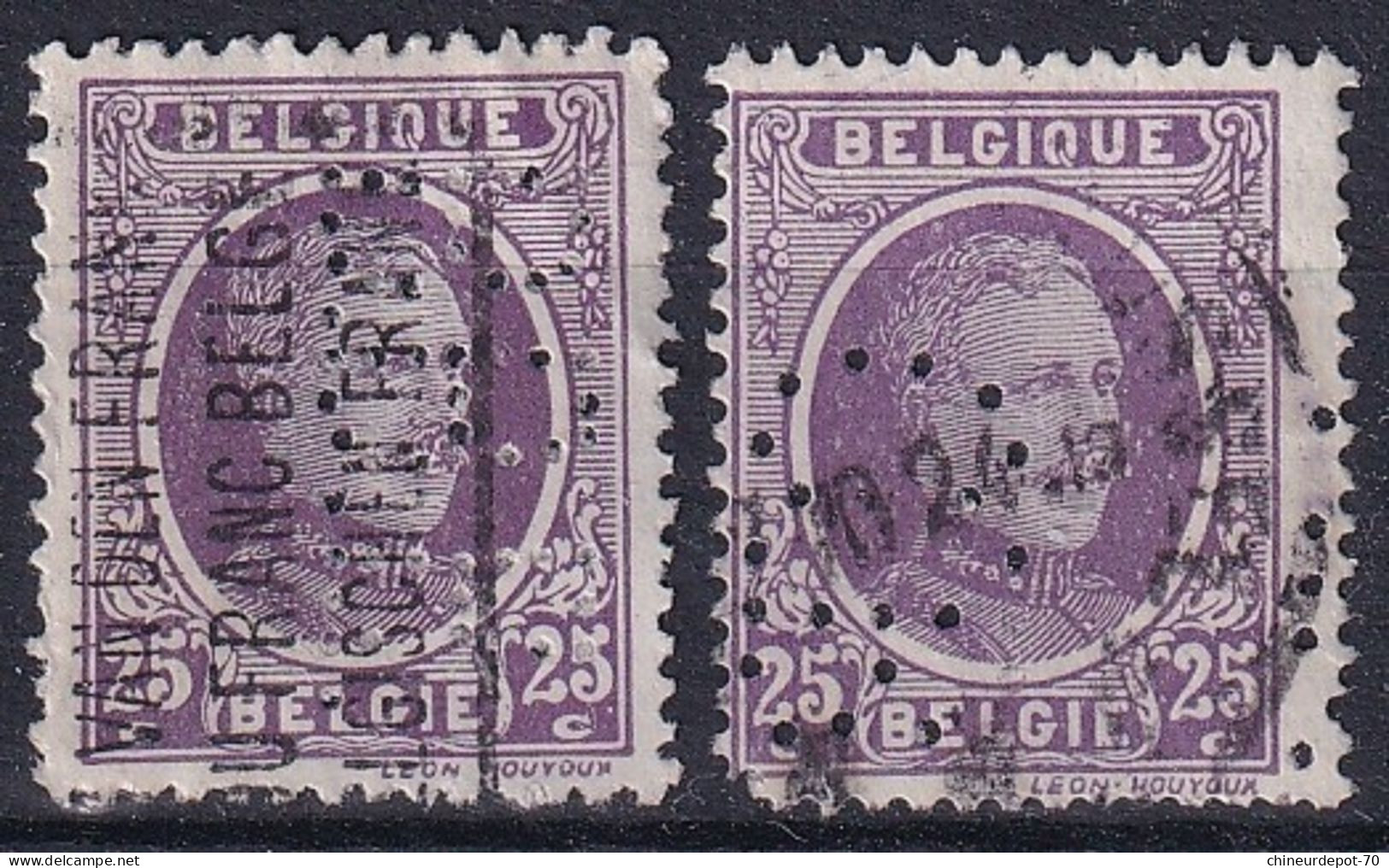 Belge Belgium Roi Houyoux Perforé Perforation - 1909-34