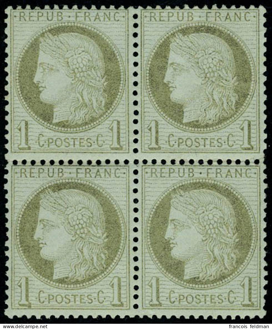 Neuf Avec Charnière N° 50, 1c Vert Olive, Bloc De 4 Dont 2ex Neufs **, T.B. - Sonstige & Ohne Zuordnung