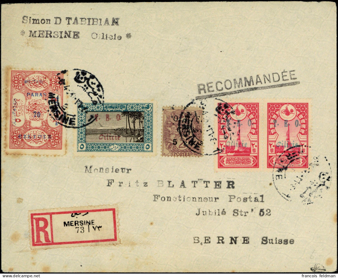 Lettre LR Affranchie Avec 5 Timbres Dont N°68x2 Pour BERNE (Suisse) Arrivée Au Verso, TB, Signé Brun - Photo WEB - Andere & Zonder Classificatie