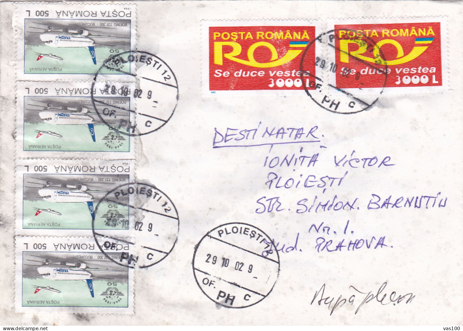 COVERS NICE FRANKING , 2002 ROMANIA - Brieven En Documenten