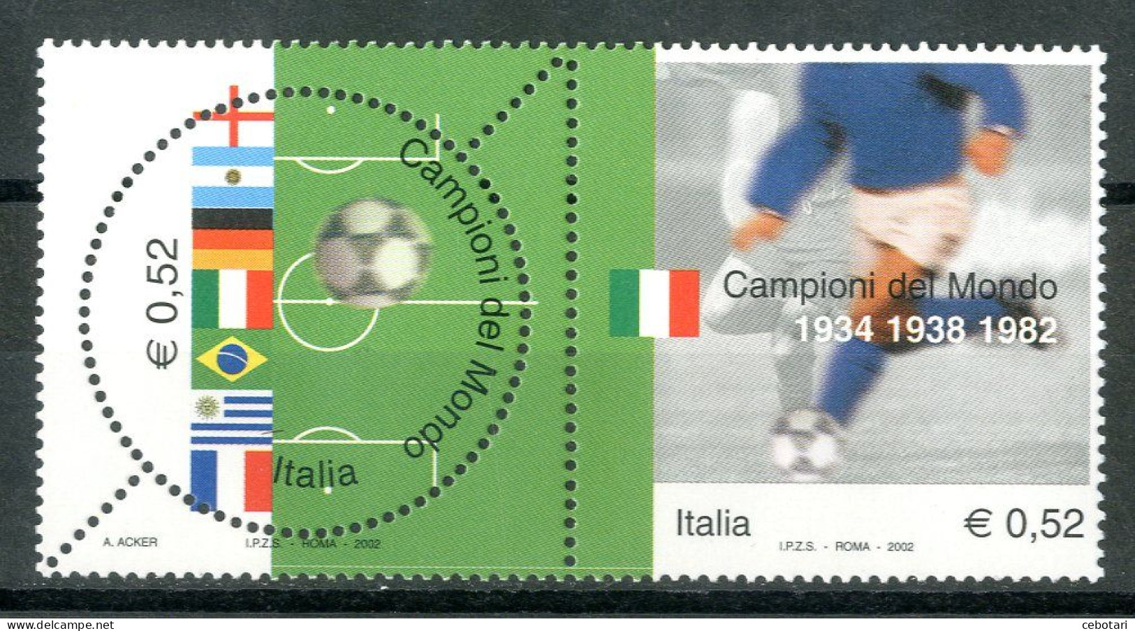 ITALIA / ITALY 2002** - Campioni Del Mondo "1934-1938-1982" - Coppia MNH. - Autres & Non Classés