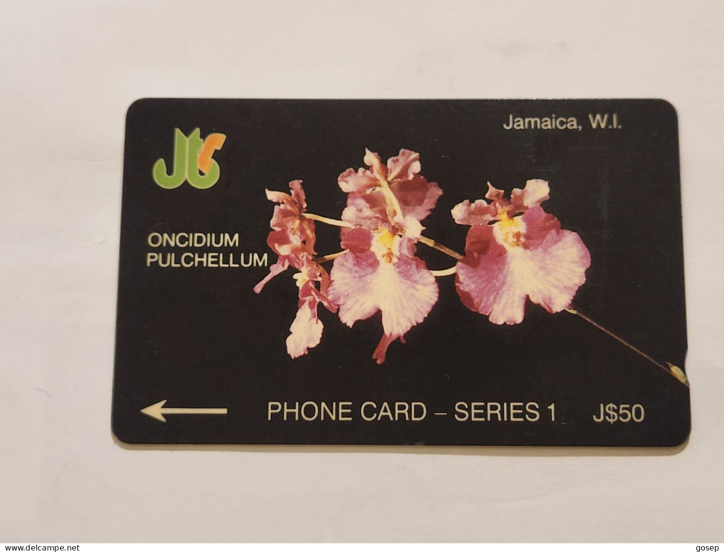 JAMAICA-(7JAMC-JAM-7)-Oncidium Pulchellum-(1)-(7JAMC046920)-(J$50)-used Card+1card Prepiad - Giamaica