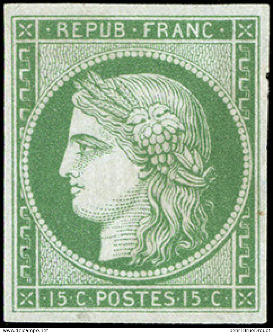 (*) 2 -- 15c. Vert. Grandes Marges. SUP. - 1849-1850 Ceres