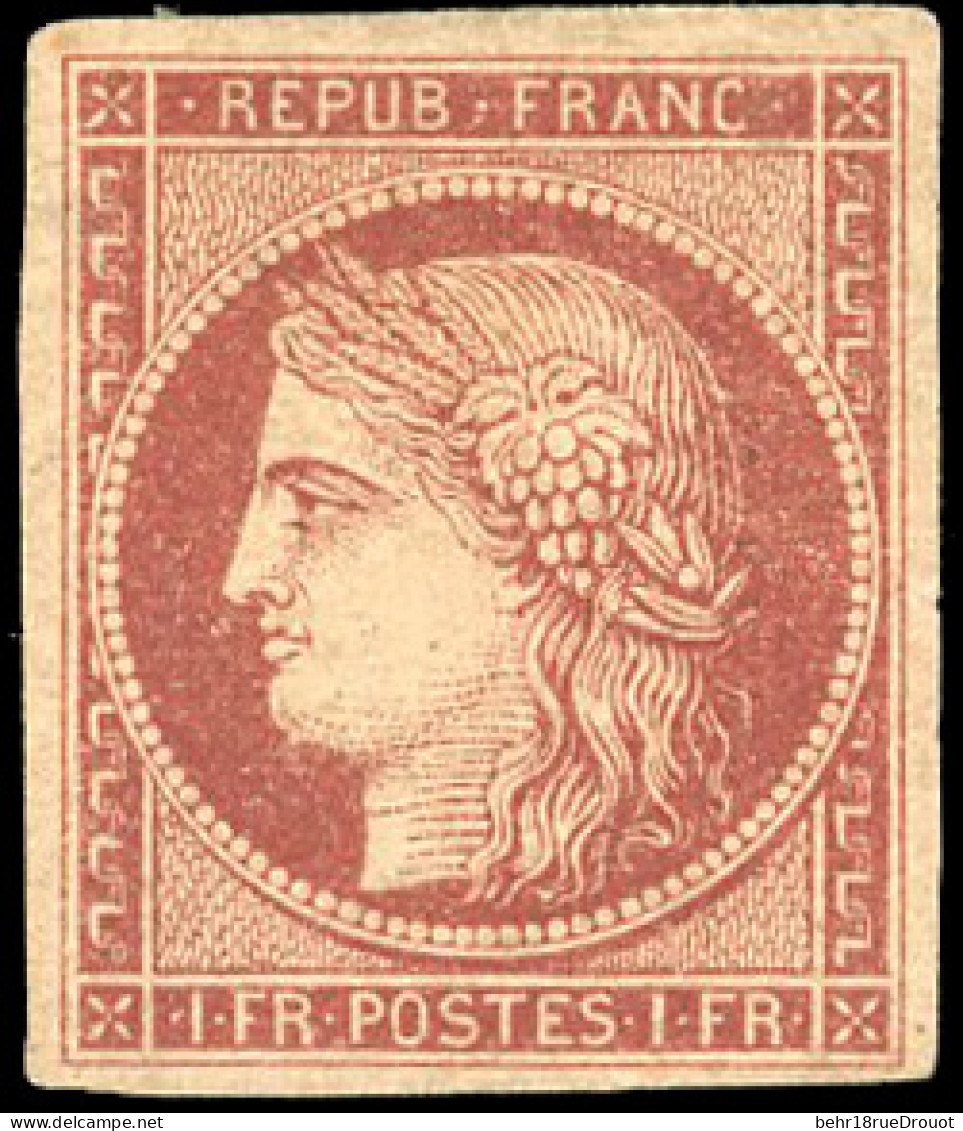 * 6A -- 1F. Rouge-brun. Nuance De Référence. Grandes Marges. Infime Clair Au Verso Sinon Superbe. Pièce Très Rare. SUP. - 1849-1850 Cérès