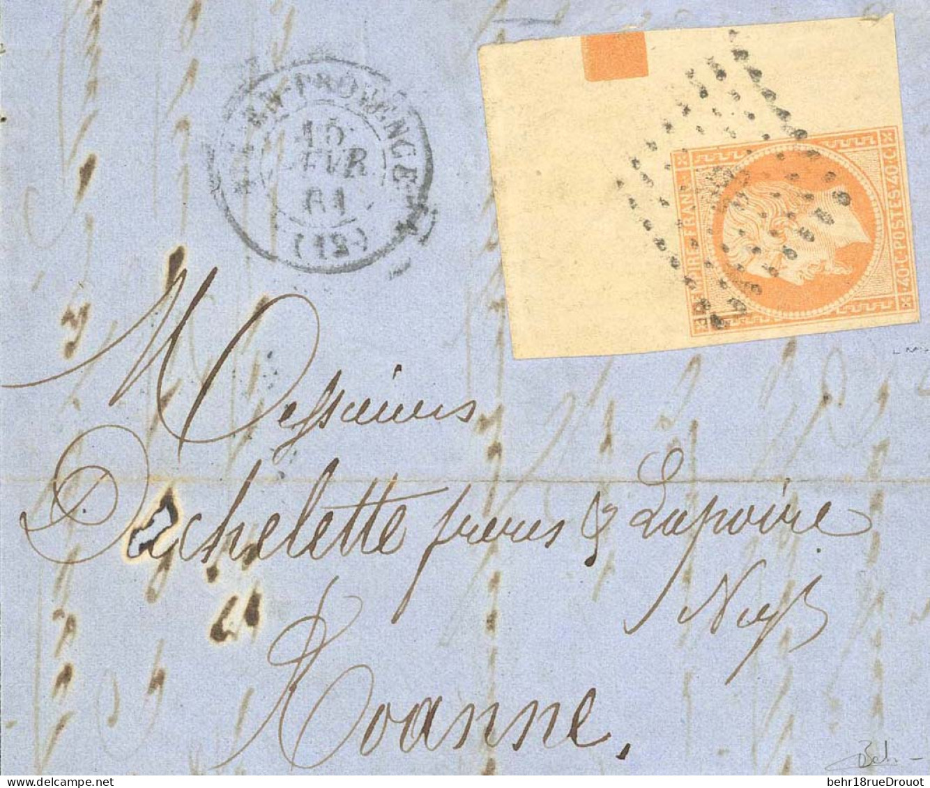 Obl. 16 -- 40c. Orange, CdeF Avec Carré De Repère, Obl. S/lettre Frappée Du CàD D'AIX EN PROVENCE Du 15 Février 1861 à D - 1853-1860 Napoléon III