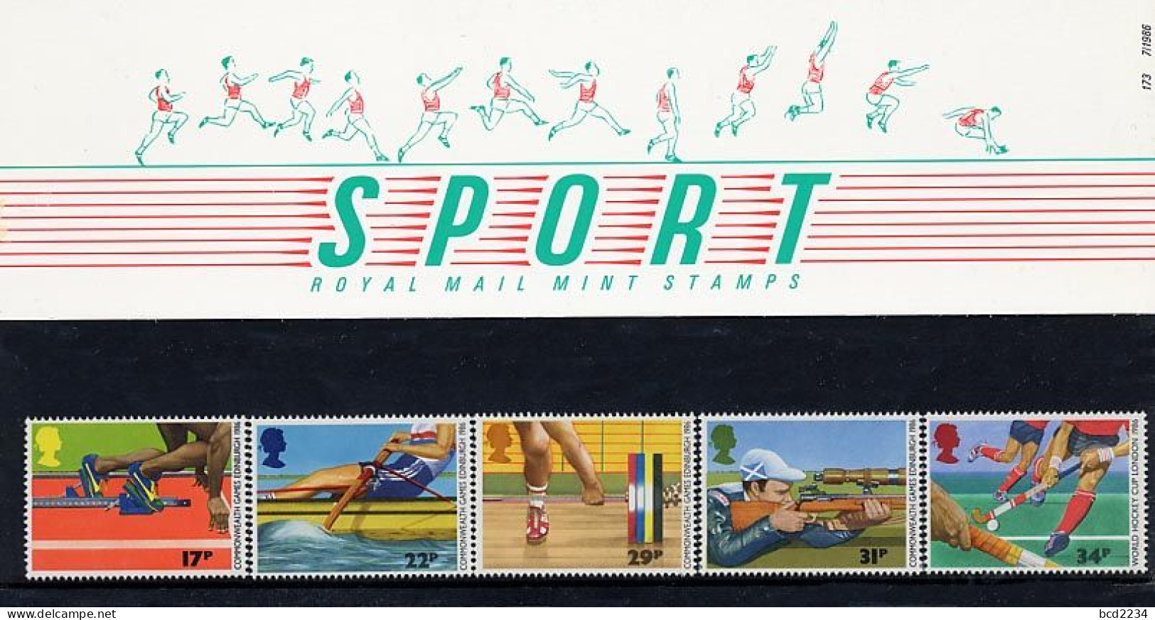 GB GREAT BRITAIN 1986 SPORTS SET OF 5 PRESENTATION PACK ATHLETICS ROWING SHOOTING HOCKEY WEIGHTLIFTING - Tir (Armes)