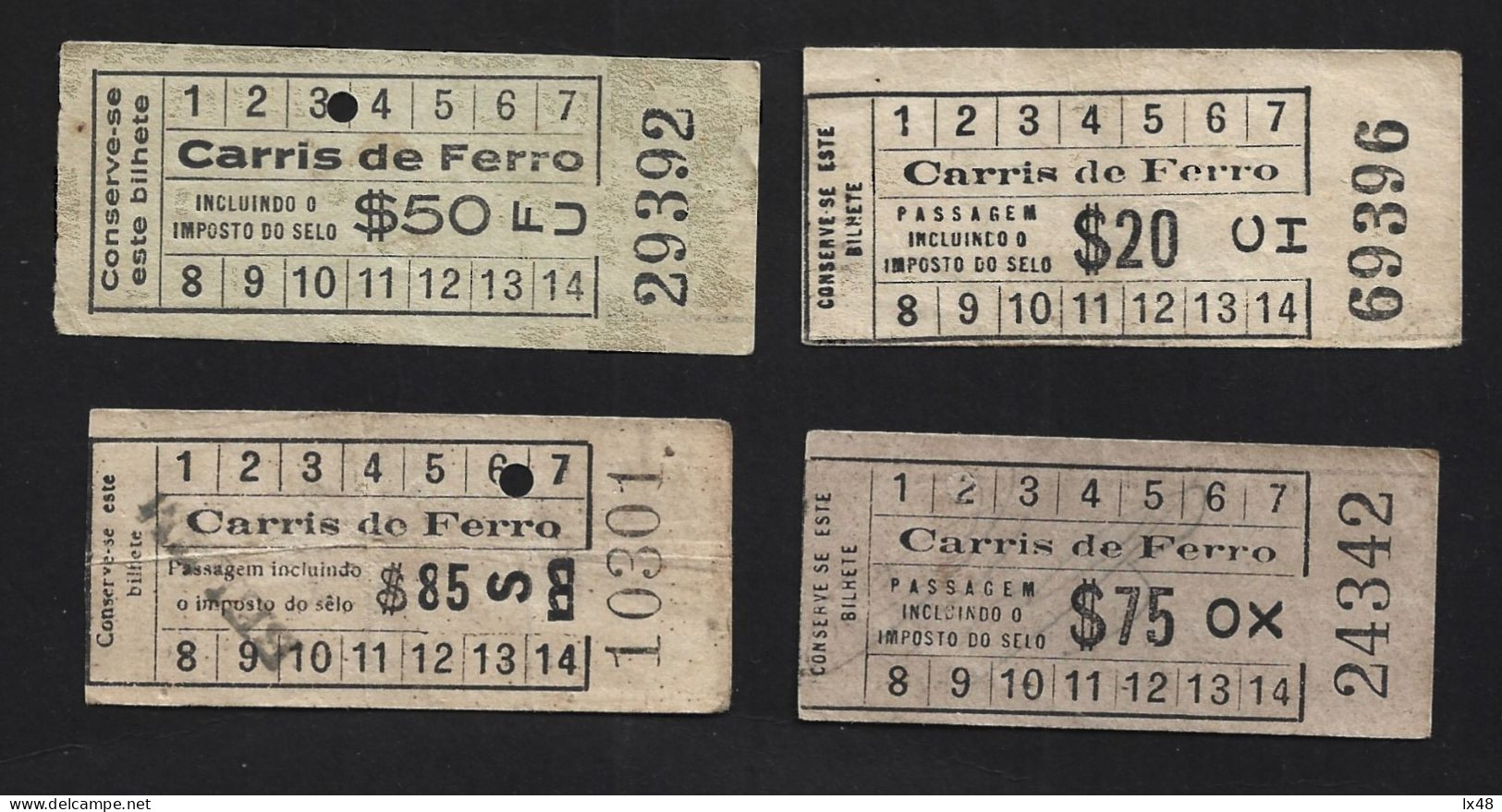 Tickets From Carris De Lisboa Railway Company. Palindrome. Capicuas. Kaartjes Van De Spoorwegmaatschappij Carris Lisboa - Wereld