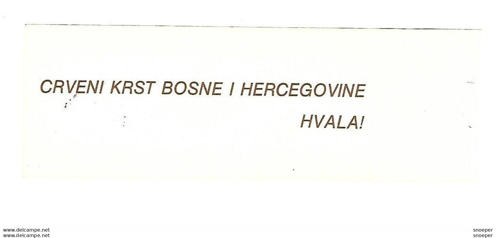 Bosnia- Herzegovina Red Cross Support Voucher ND  Ref87 - Bosnie-Herzegovine