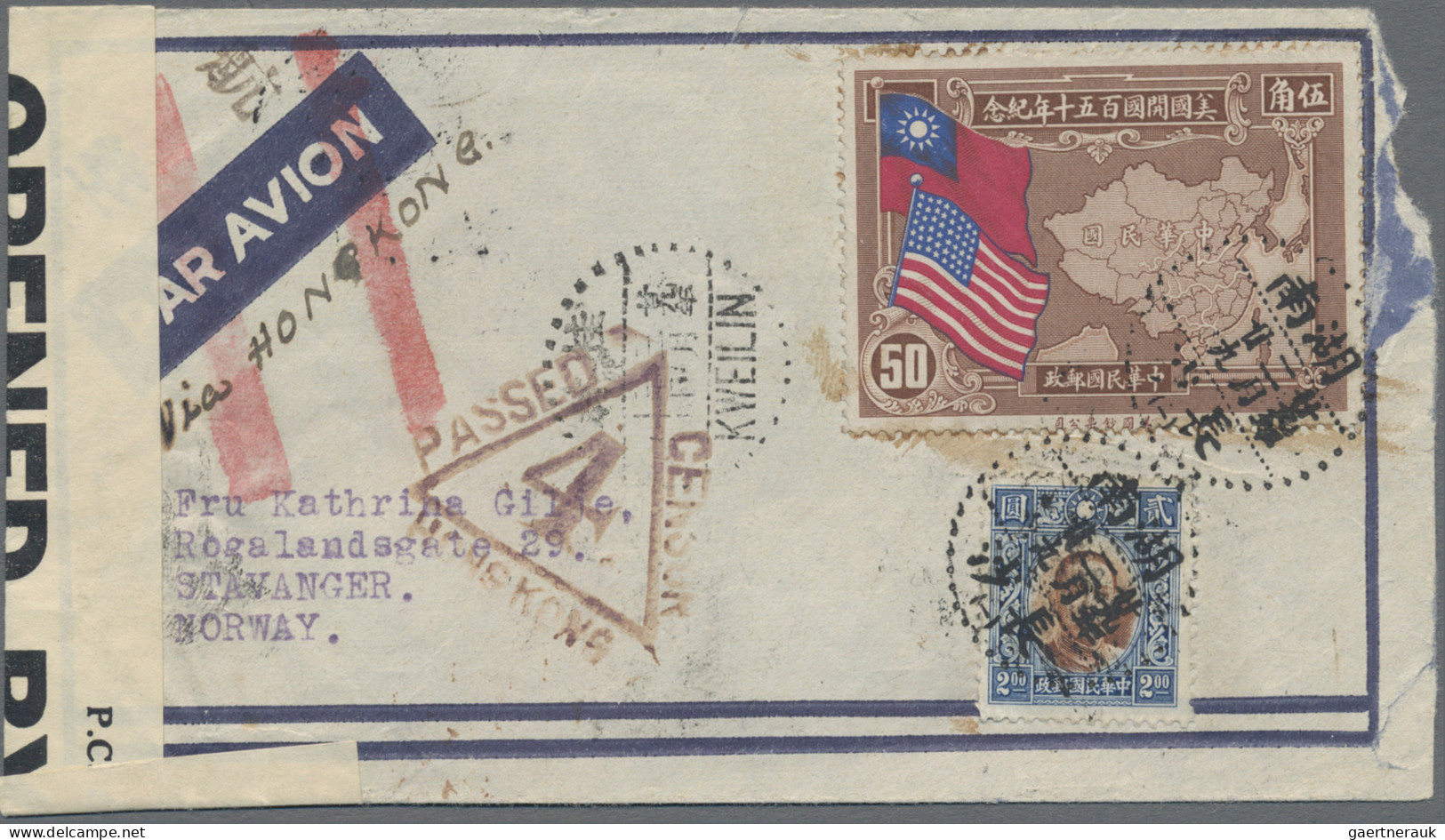 China: 1938/40, Airmail Cover Addressed To Stavanger, Norway Bearing SYS Chung H - Covers & Documents