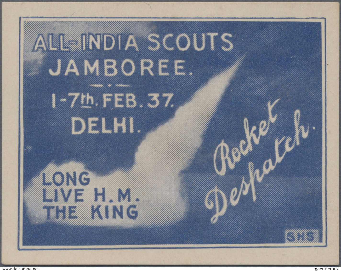 India - Rocket Mail: 1937 (1 Feb.) "ALL INDIA SCOUTS JAMBOREE/DELHI 1937": Cover - Sonstige & Ohne Zuordnung