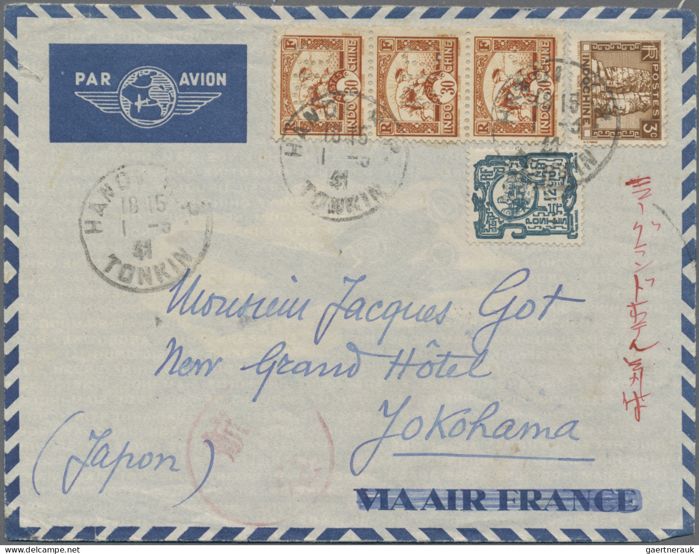 Japan - Specialities: 1941, March-September, Three Airmail Covers From Hanoi (2) - Autres