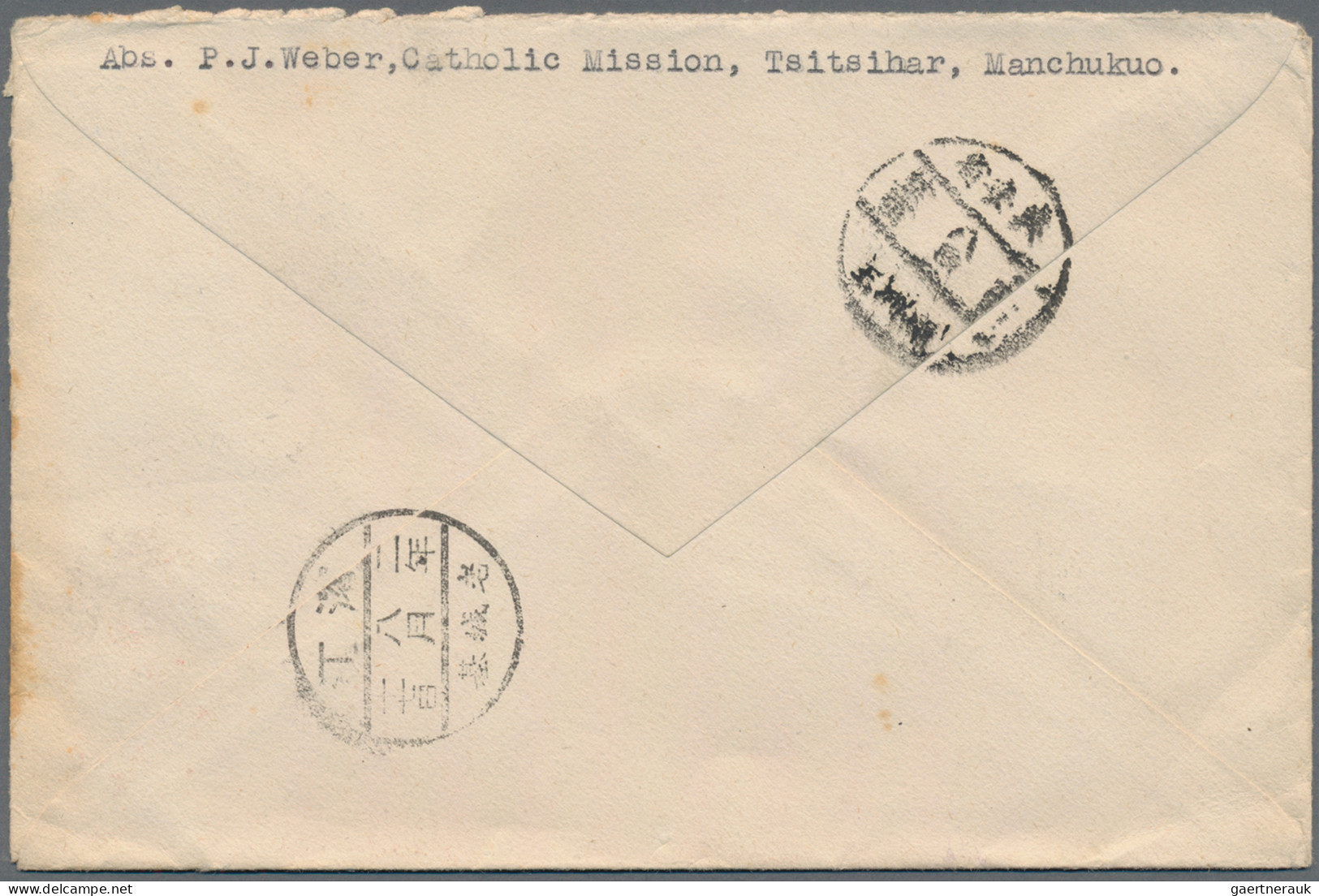 Mandchukuo: 1932/38, Four Covers: 4 F. Commemorative Hsingking-Yinkou, 1 F. Comm - 1932-45  Mandschurei (Mandschukuo)