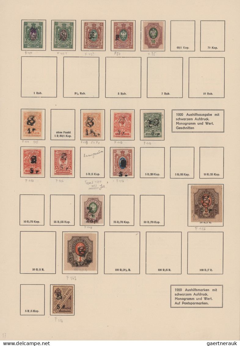 Armenia: 1919/1920, Reference Collection Of Overprints, 89 Unused Stamps On Albu - Armenia