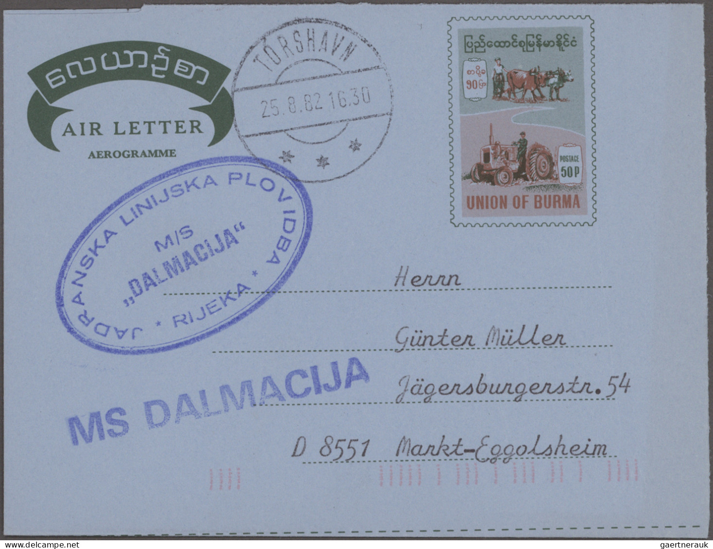 Birma - postal stationery: 1954/1990 (ca.), group of 28 air letter sheets (16 un