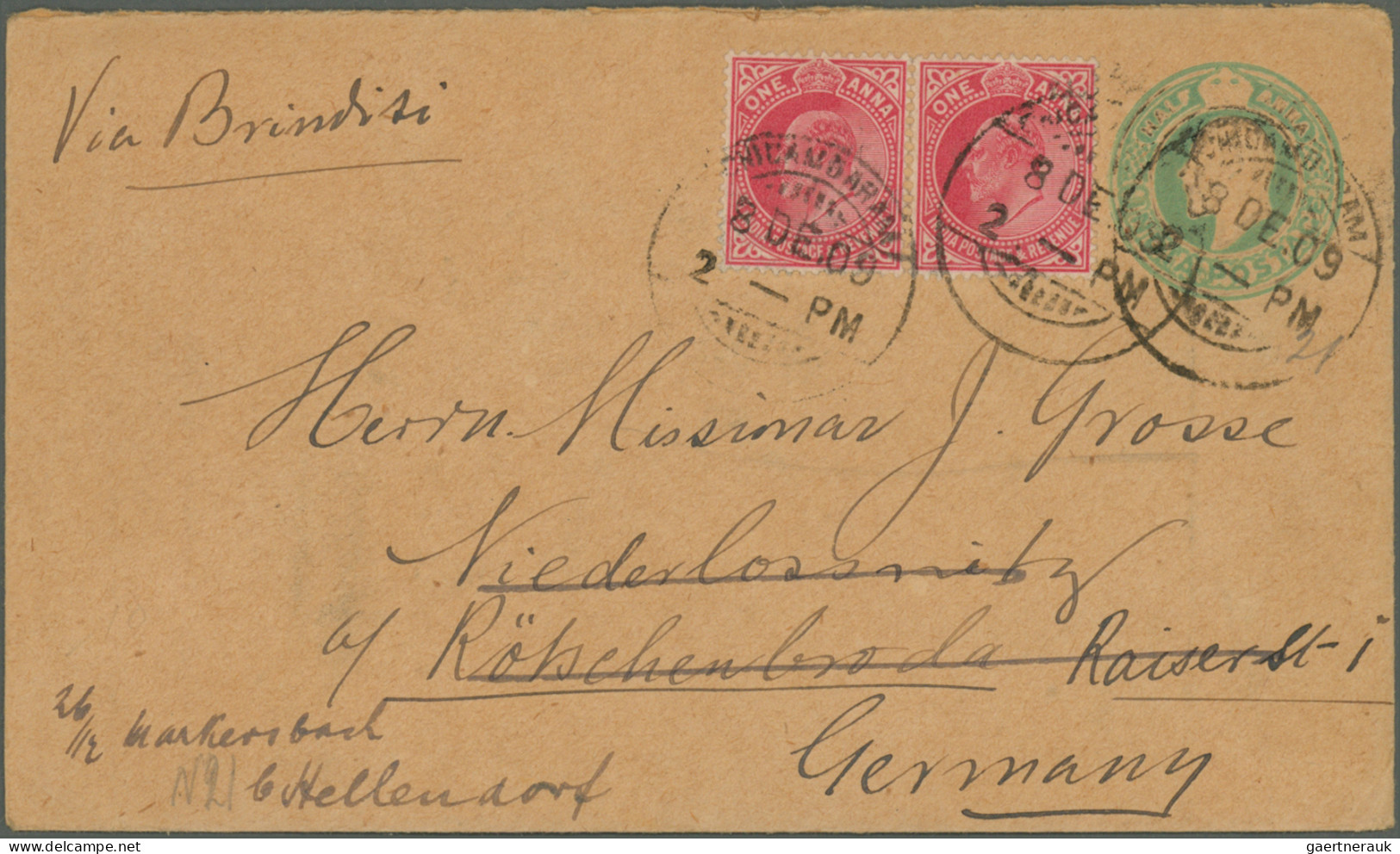 India - Postal Stationery: 1902/1939 Five Postal Stationery Envelopes And One Pi - Ohne Zuordnung