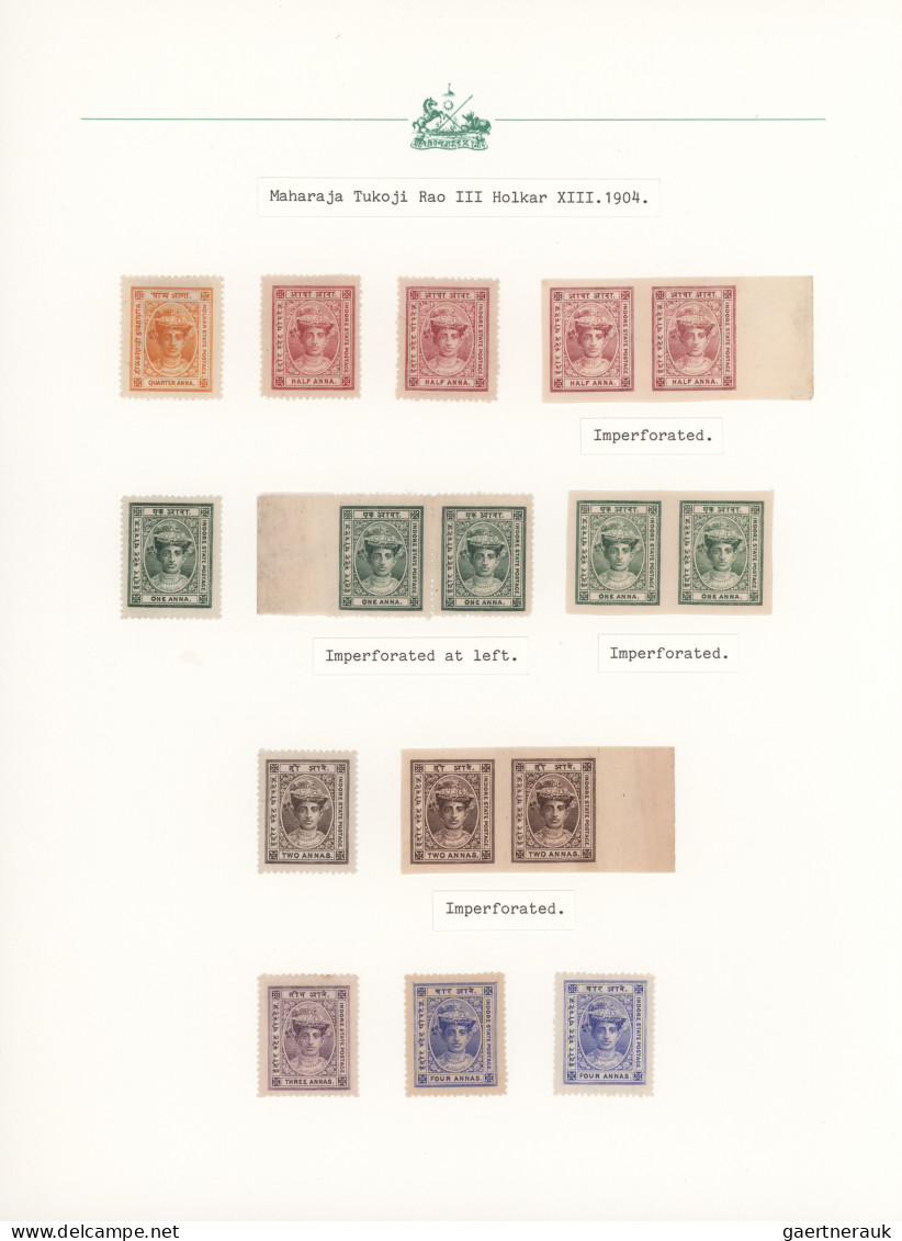 Indore: 1904/1920, Definitives "Maharaja Tukoji Rao Holkar III", Specialised Col - Other & Unclassified