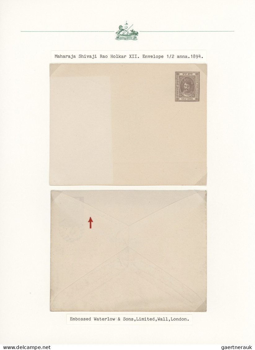 Indore: 1894/1930 (ca.), Collection Of 31 Entires, Arranged On Written Up Album - Sonstige & Ohne Zuordnung