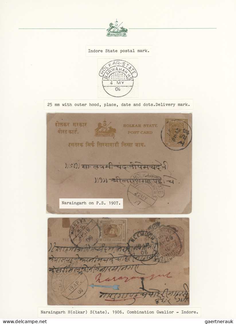 Indore: 1894/1930 (ca.), collection of 31 entires, arranged on written up album