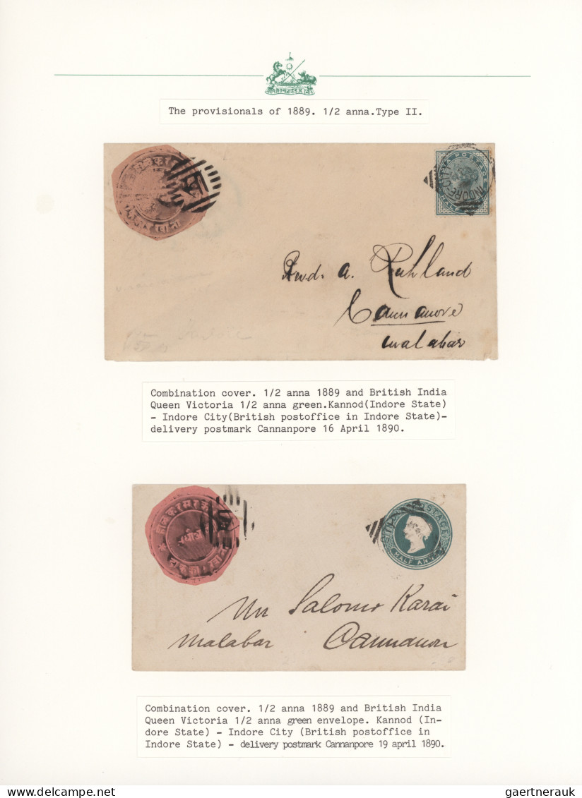 Indore: 1889, Handstamped Provisional Issue, Type II, Assortment Of Four Covers - Other & Unclassified