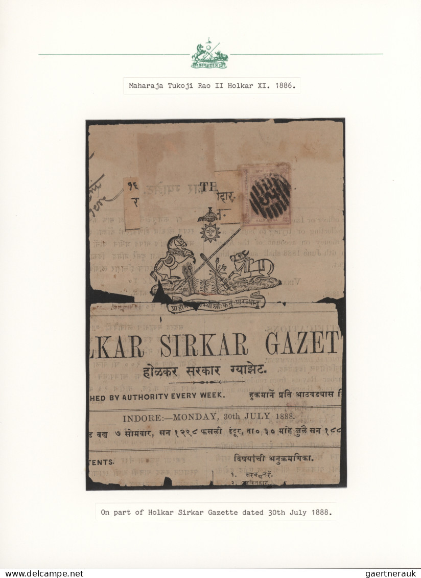 Indore: 1886, Definitive "Maharaja Tukoji Rao Holkar II", specialised collection